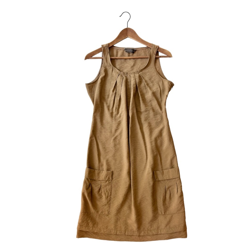 To The Max Front Patch Pocket Tan Dress